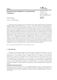 Ergativity from Subjunctive in Austronesian Languages*