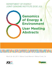 Genomics of Energy & Environment User Meeting Abstracts
