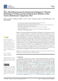How Multidimensional Is Emotional Intelligence? Bifactor Modeling of Global and Broad Emotional Abilities of the Geneva Emotional Competence Test