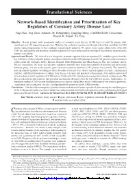 Network-Based Identification and Prioritization of Key Regulators of Coronary Artery Disease Loci