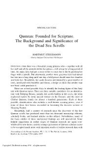 Qumran: Founded for Scripture