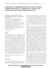 Seasonality of Caulerpenyne Content in Native Caulerpa Prolifera and Invasive C