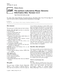 The Jackson Laboratory Mouse Genome Informatics Site: Version 2.3.2