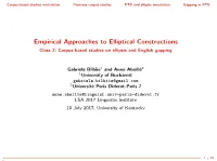 Class 2: Corpus-Based Studies on Ellipsis and English Gapping