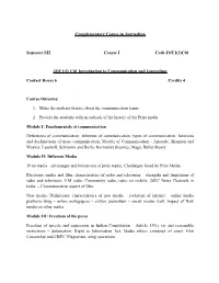 Complementary Course in Journalism Semester