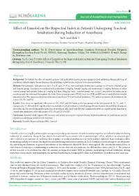 Effect of Esmolol on the Bispectral Index in Patients Undergoing