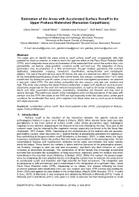 Estimation of the Areas with Accelerated Surface Runoff in the Upper Prahova Watershed (Romanian Carpathians)
