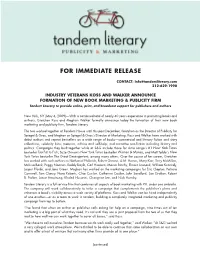 For Immediate Release