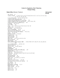 Index to Academy Oral Histories Robert Wise