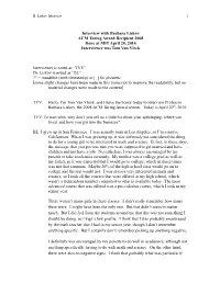 Interview with Barbara Liskov ACM Turing Award Recipient 2008 Done at MIT April 20, 2016 Interviewer Was Tom Van Vleck