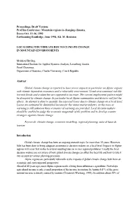 Localising the Threats Due to Global Climate Change in Mountain Environment
