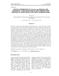 SPATIAL DISTRIBUTION of Thunnus.Sp, VERTICAL and HORIZONTAL SUB-SURFACE MULTILAYER TEMPERATURE PROFILES of IN-SITU AGRO FLOAT DATA in INDIAN OCEAN