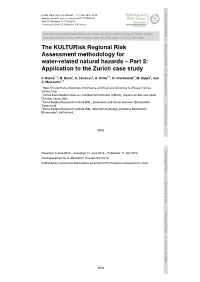 The Kulturisk Regional Risk Assessment Methodology for Water-Related Natural Hazards – Partapplication 2: to the Zurich Case Study P