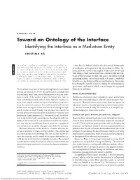 Toward an Ontology of the Interface