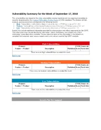 Vulnerability Summary for the Week of September 17, 2018.Pdf