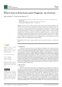 What Is New in Helicobacter Pylori Diagnosis. an Overview
