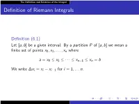 Definition of Riemann Integrals