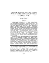 Foreign Forum-Selection Frustrations: Determining Clause Validity in Federal Diversity Suits