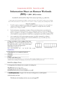 Information Sheet on Ramsar Wetlands (RIS) – 2009 - 2012 Version