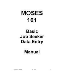 MOSES 101 Basic Manual 2020