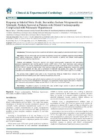 Response to Inhaled Nitric Oxide, but Neither Sodium Nitroprusside Nor Sildenafil, Predicts Survival in Patients With
