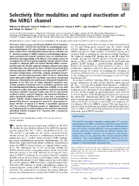 Selectivity Filter Modalities and Rapid Inactivation of the Herg1 Channel