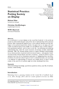 Statistical Practice: Reprints and Permissions: Sagepub.Co.Uk/Journalspermissions.Nav Putting Society DOI: 10.1177/0263276414559058 on Display Tcs.Sagepub.Com