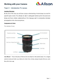 Working with Your Camera