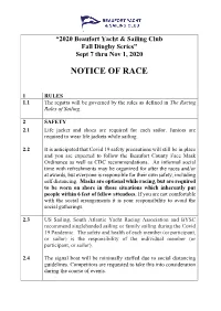 2020 Fall Dinghy Series Notice of Race
