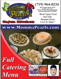 Full Catering Menu Full Catering Menu