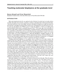 Teaching Molecular Biophysics at the Graduate Level