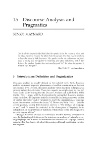 15 Discourse Analysis and Pragmatics