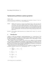 Optimization Problems in Planar Geometry∗