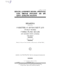 Reducing Government Building Operational Costs Through Innovation and Effi- Ciency: Legislative Solutions