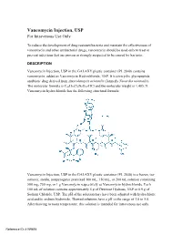 Vancomycin Injection, USP for Intravenous Use Only