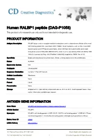Human RALBP1 Peptide (DAG-P1058) This Product Is for Research Use Only and Is Not Intended for Diagnostic Use