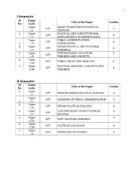 I Semester II Semester