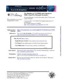 MHC Class I Is Mutually Exclusive the Binding of TAPBPR and Tapasin To