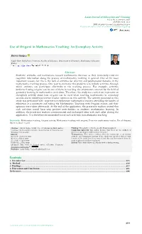 Use of Origami in Mathematics Teaching: an Exemplary Activity