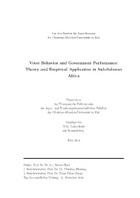 Voter Behavior and Government Performance: Theory and Empirical Application in Sub-Saharan Africa