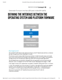 Defining the Interface Between the Operating System and Platform Firmware