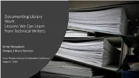 Documenting Library Work: Lessons We Can Learn from Technical Writers