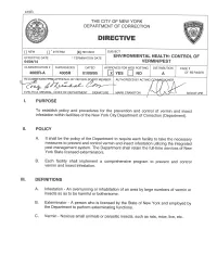 Environmental Health: Control of Classification # Vermin/Pest 4005R-A