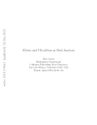[Math.LO] 22 Dec 2012 Filters and Ultrafilters in Real Analysis