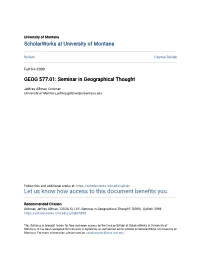 Seminar in Geographical Thought