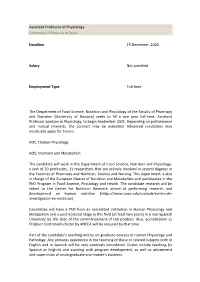 Assistant Professor of Physiology University of Navarra in Spain