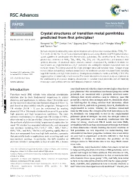 Crystal Structures of Transition Metal Pernitrides Predicted from First