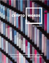 CY18 March a Collection of Bitcoin Commentary from the Brightest