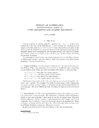 History of Mathematics Mathematical Topic Ix Cubic Equations and Quartic Equations