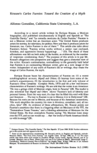 Krause's Carlos Fuentes: Toward the Creation of a Myth Alfonso